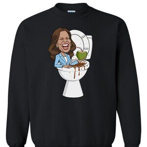 Funny Kamala Harris Coconut Trees Cartoon Meme Crewneck Sweatshirt